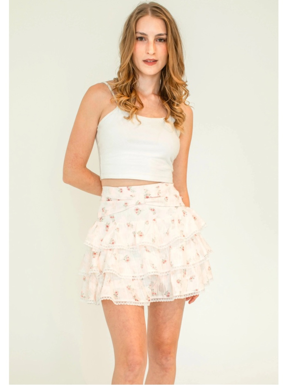 Kestan Avery Ruffled Floral Mini Skirt - Pink